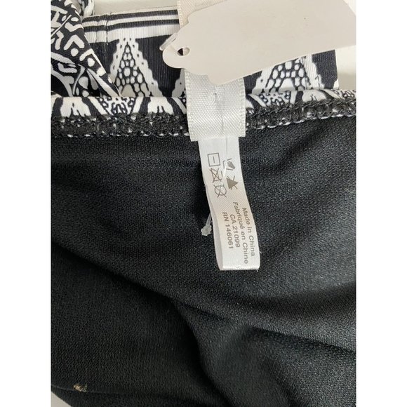 NWT Ardene Basic Collection Black White Aztec Floral Side Tie Swimsuit Bottoms M - Picture 8 of 9